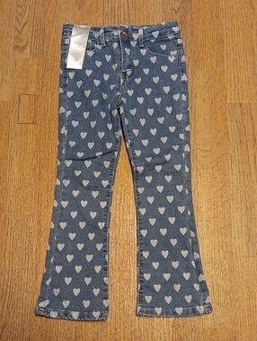 Denim Diva Flare Heart Print Blue Girls' Jeans